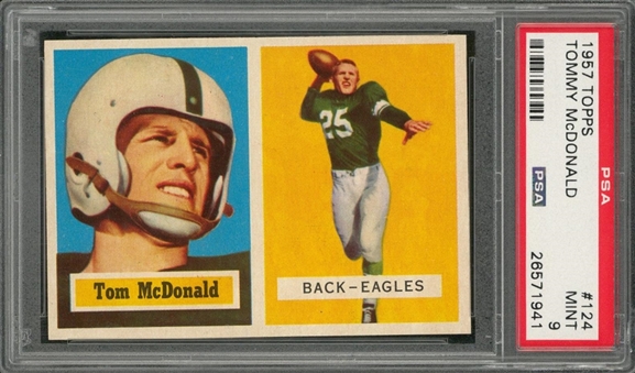 1957 Topps Football #124 Tommy McDonald Rookie Card – PSA MINT 9